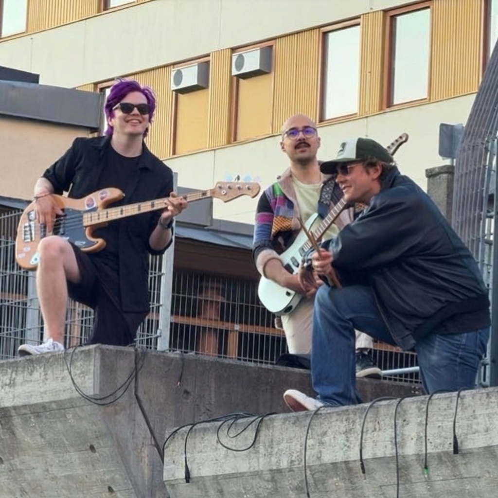 Kaktus Galaktus posing on a roof with their instruments